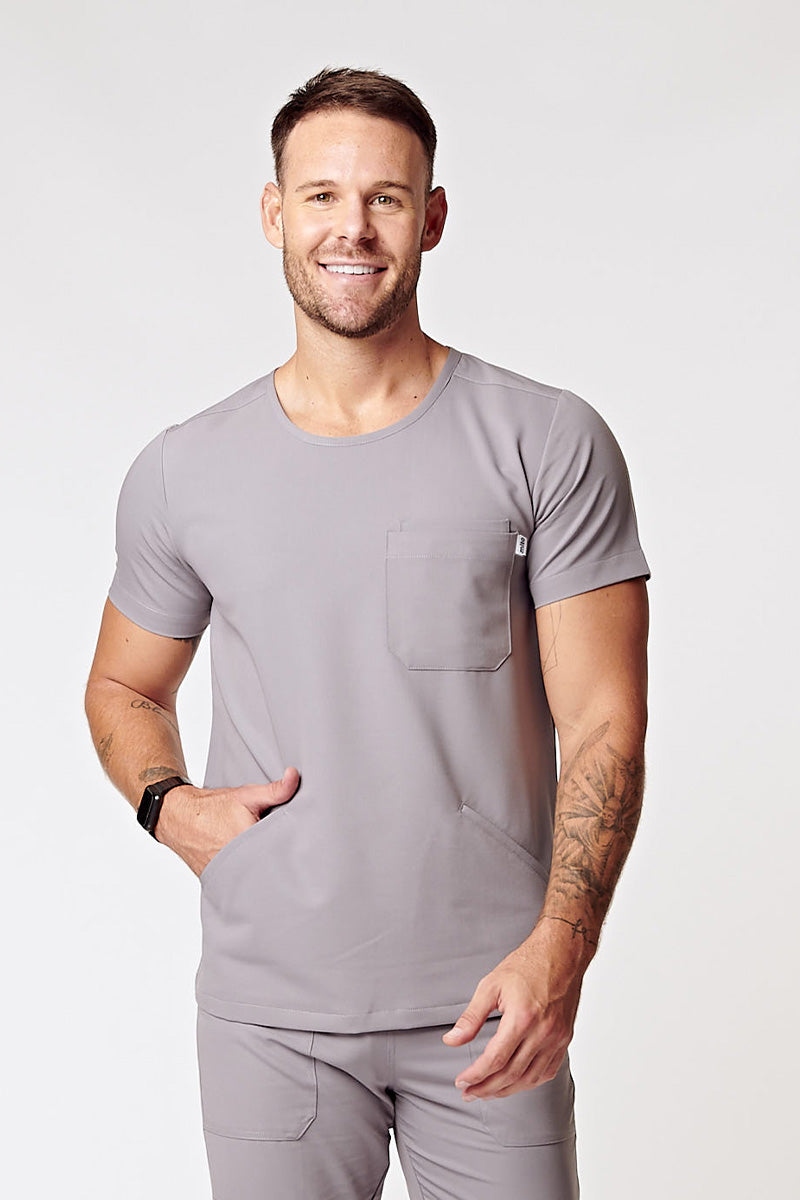 Logan Crew-Neck Scrubs Top - Grey