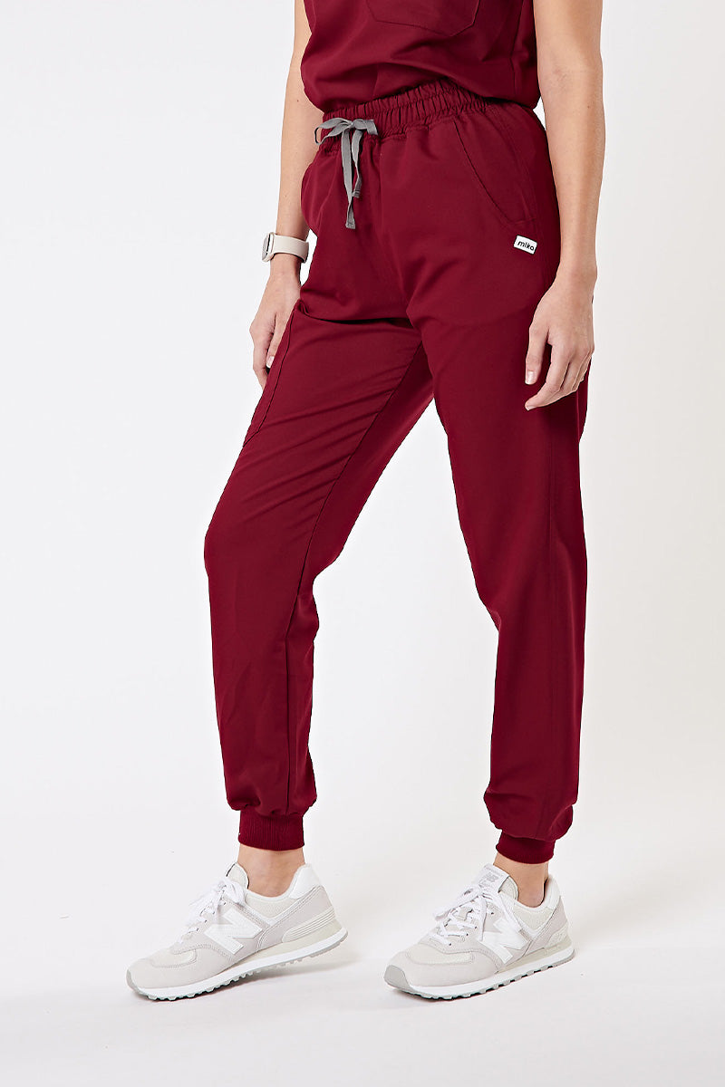 Melrose Multi-Pocket Jogger Scrub Pants - Burgundy